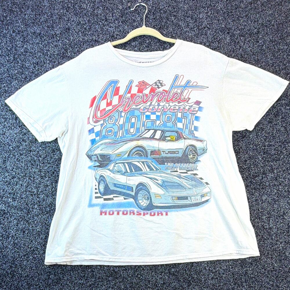 Chemistry Men's White Chevrolet Corvette Graphic Crew Neck Cotton Knit Tee XL